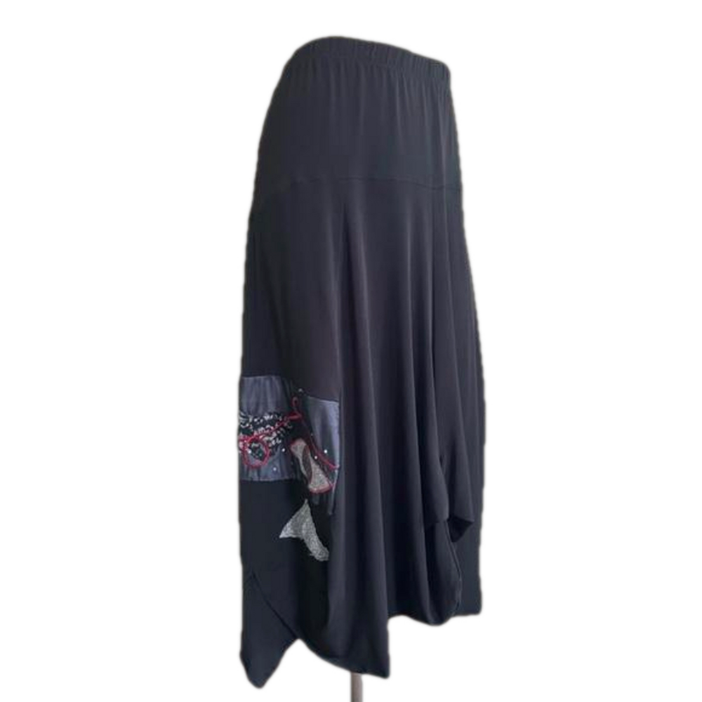 ML DESIGN bohemian art to wear balloon pull on  skirt MED